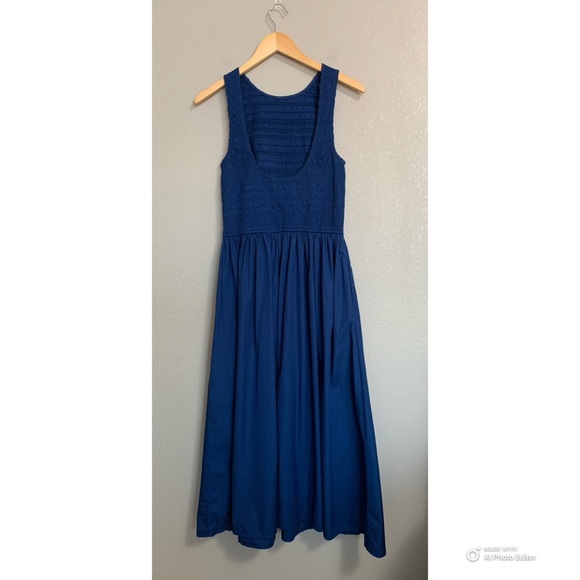 Madewell The Melody Scoopback Smocked Midi Dress in Blue Moon Size Medium NWT - Picture 8 of 17